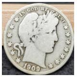 1909-S Barber Half Dollar