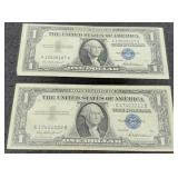 (2) 1957 $1 Silver Certificate Notes XF
