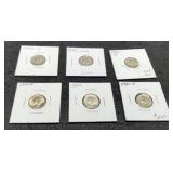 (6) Mercury Dimes: 1940-S, 41-P,D,S; 42-P&D