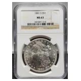 1881-S Slab Morgan Dollar NGC MS63