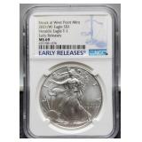2021 (W) Slab Silver Eagle T-1 NGC MS69