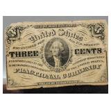 1863 Three Cent Fractional Currency Note