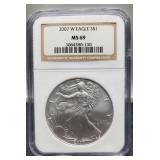 2007-W Slab Silver Eagle NGC MS69