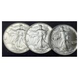 (3) 1990 Silver Eagles