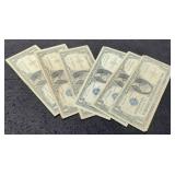 (6) 1957 $1 Silver Certificate Notes