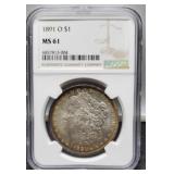 1891-O Slab Morgan Dollar NGC MS61
