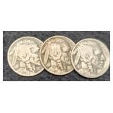 (3) 1924 Buffalo Nickels P,D,S