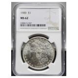 1900 Slab Morgan Dollar NGC MS62