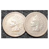 (2) Indian Head Cents: 1880, 1881