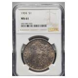 1904 Slab Morgan Dollar NGC MS61