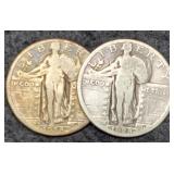 (2) Standing Liberty Quarters 1928-P&D