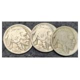 (3) 1920 Buffalo Nickels P,D,S