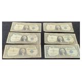 (6) 1957 $1 Silver Certificate Notes