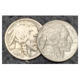 (2) 1921 Buffalo Nickels P&S