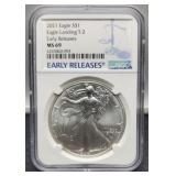 2021 T2 Slab Silver Eagle NGC MS69