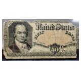 1875 Fifty Cent Fractional Currency Note w/ Damage
