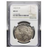 1923-S Slab Peace Dollar NGC MS61