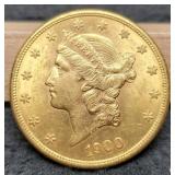 1900-S $20 Gold Liberty Double Eagle AU