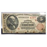 1892 $5 Large National Currency Note Chicago