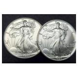 (2) 1990 Silver Eagles