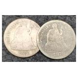 (2) Liberty Seated Dimes 1875-S, 1891-S