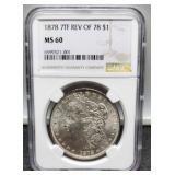 1878 7TF Rev Of 78 Slab Morgan Dollar NGC MS60