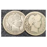 (2) 1912 Barber Quarters P&S