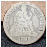 1886 Liberty Seated Dime