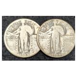 (2) 1929 Standing Liberty Quarters D&S