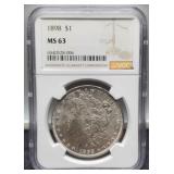 1898 Slab Morgan Dollar NGC MS63