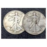 (2) W. Liberty Half Dollars 1942, 1943