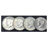 (4) Kennedy Half Dollars: 2-1964, 1965, 1993