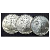 (3) 1990 Silver Eagles