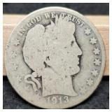 1913-S Barber Half Dollar