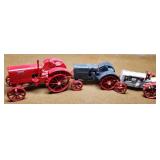 3- Diecast Tractors on Steel Wheels