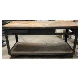 Steel Rolling Bench with Wood Top