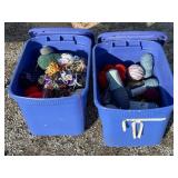 2 - Totes with Lids Full of Yarn