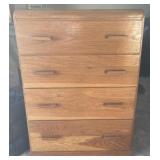 Solid Oak 4 Drawer Highboy Dresser