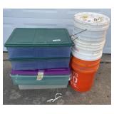 Lot of Storage Totes and Buckets