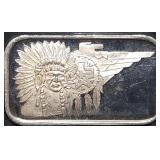 Vintage 1 Troy Oz .999 Silver Indian Chief Bar