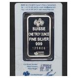 1 Troy Oz .999 Silver PAMP Suisse Lady Fortuna Bar