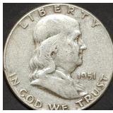 1951 Franklin Silver Half Dollar