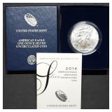 2014 W 1oz Burnished Silver Eagle MIB w/ Cert.