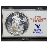 Vintage 2 Troy Oz .999 Silver Round in Holder