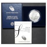 2014 W 1oz Burnished Silver Eagle MIB w/ Cert.