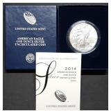 2014 W 1oz Burnished Silver Eagle MIB w/ Cert.