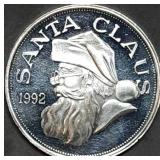 Vintage 1 Troy Oz .999 Silver 1992 Santa Round BU