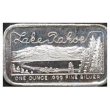 Scarce Lake Tahoe 1 Troy Oz .999 Silver Bar