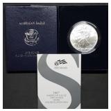 2007 W 1oz Burnished Silver Eagle MIB w/ Cert.