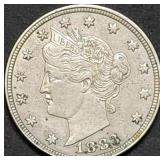1883 No Cents Liberty V Nickel, High Grade
